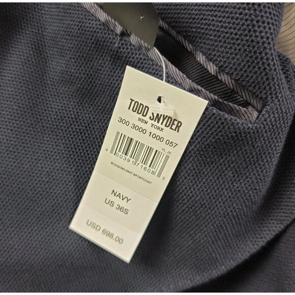 Todd Snyder Italian Knit Sportcoat Blazer size 36S Navy Blue Cotton NWT *Read* - Picture 11 of 16